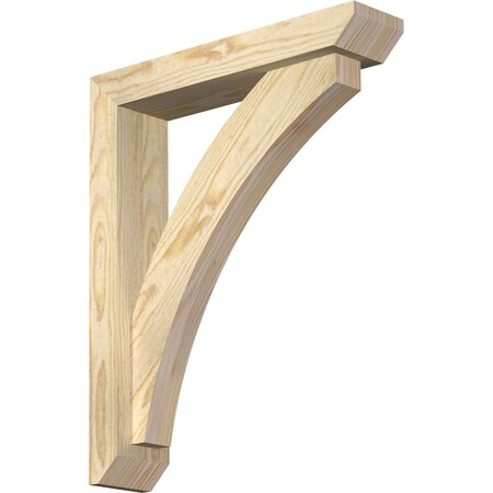 Ekena Millwork Thorton Slat Rough Sawn Bracket w/ Offset Brace, Douglas Fir, 4"W x 18"D x 22"H BKT0402X18X22THR06RDF